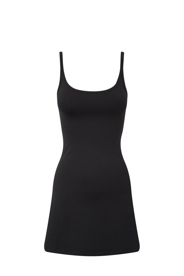 Lulu Super Smooth Scoop Neck Mini Dress, BLACK