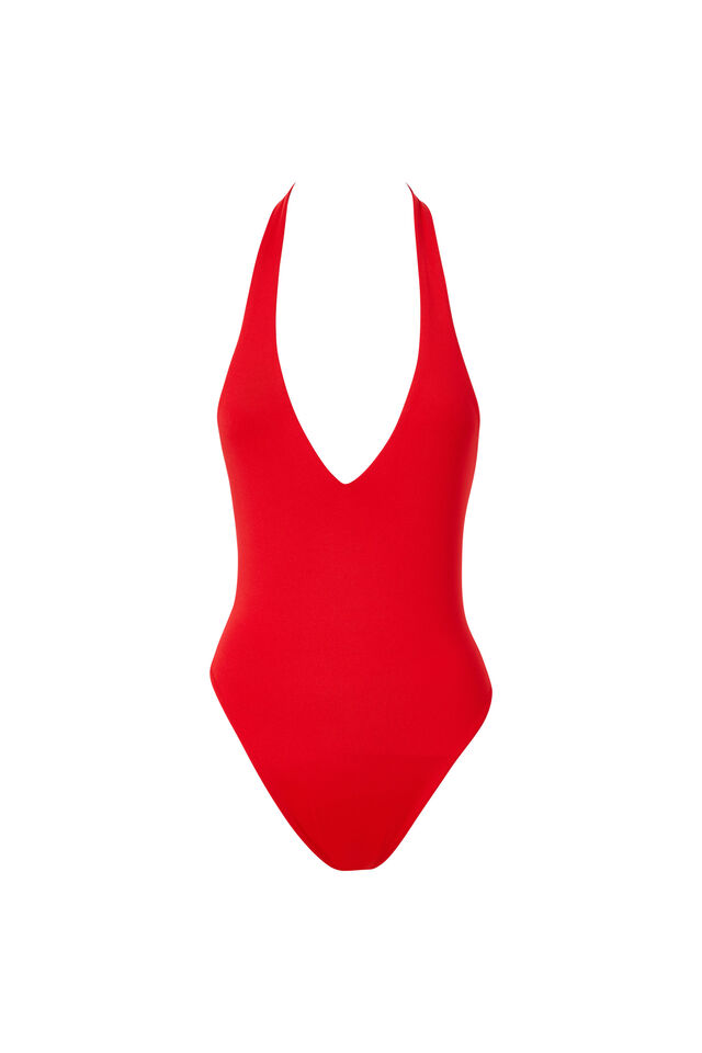 Luxe Halter Bodysuit, RUBY RED