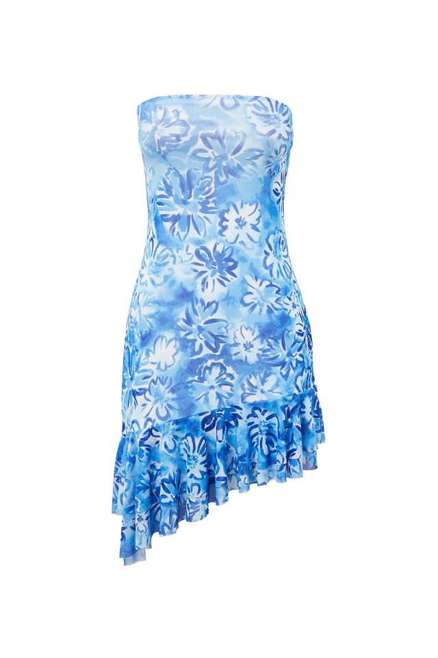 Hazel Strapless Mesh Dress, ELLIE FLORAL BLUE