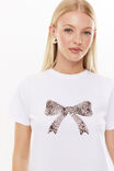 Everyday Graphic Tee, WHITE/LEOPARD BOW - alternate image 4