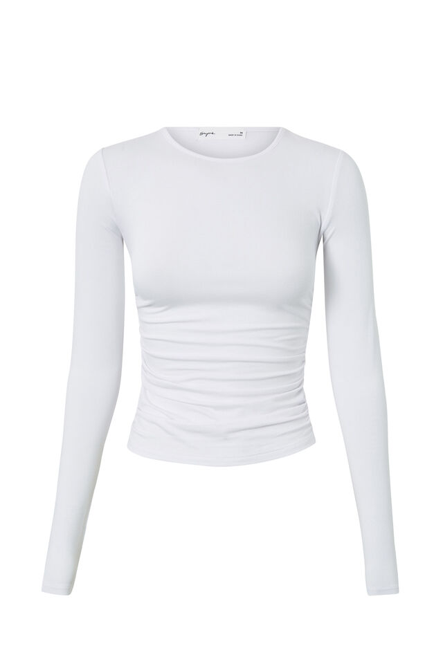 Soft Brit Long Sleeve Top, WHITE