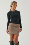 Luxe Hipster Mini Skirt, MINK BROWN - alternate image 2