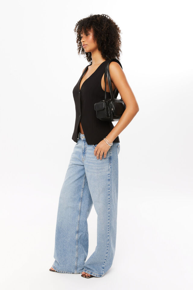 Taylor Longline Vest, BLACK