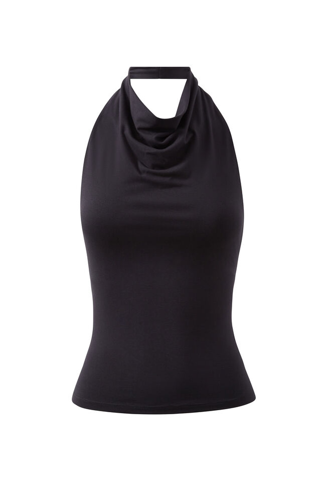 Soft Selena Halter Top, BLACK