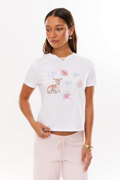 Everyday Graphic Tee, WHITE/DEER GARDEN