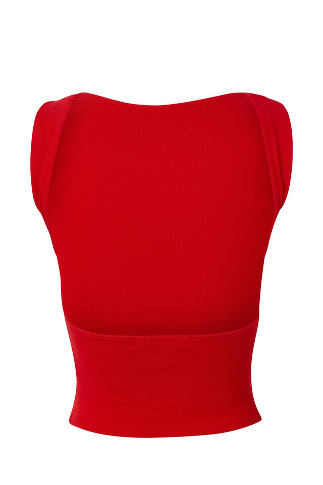 Tara Rib Backless Tank, RUBY RED