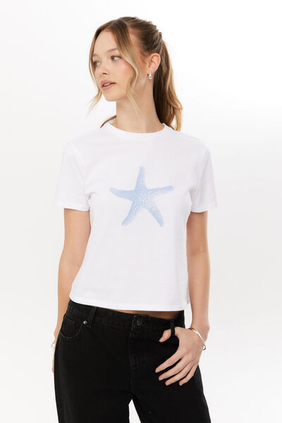 Everyday Graphic Tee, WHITE/STARFISH