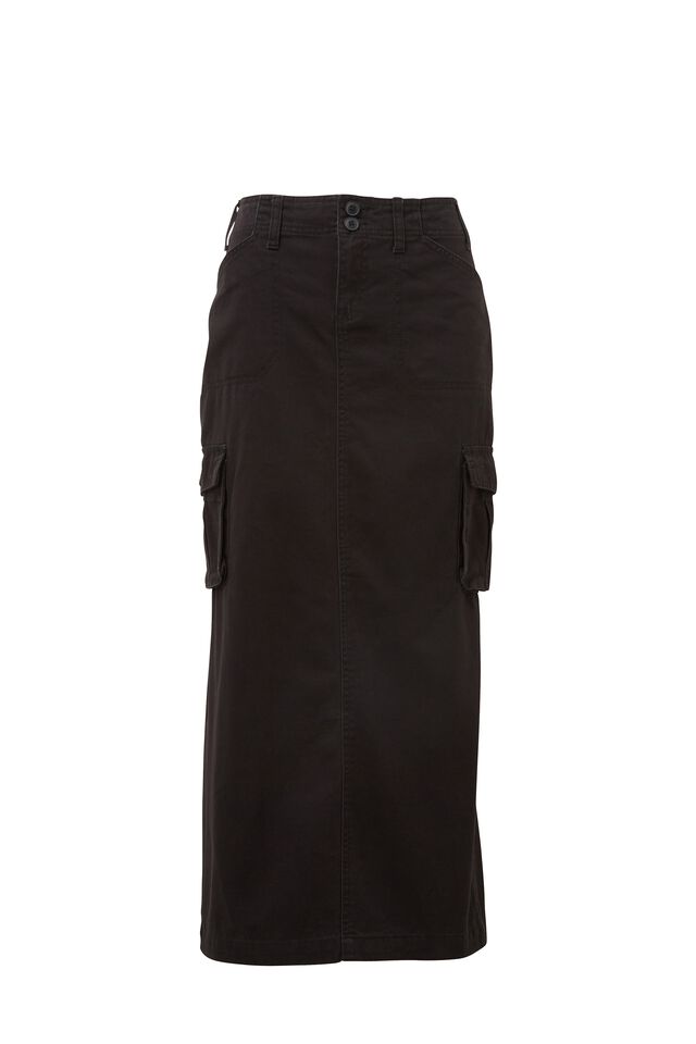 Dylan Cargo Maxi Skirt, BLACK