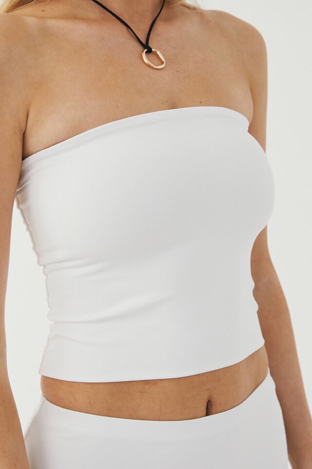 Luxe Longline Tube Top, WHITE