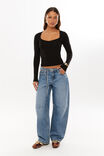Vivian V Neck Long Sleeve Top, BLACK - alternate image 5