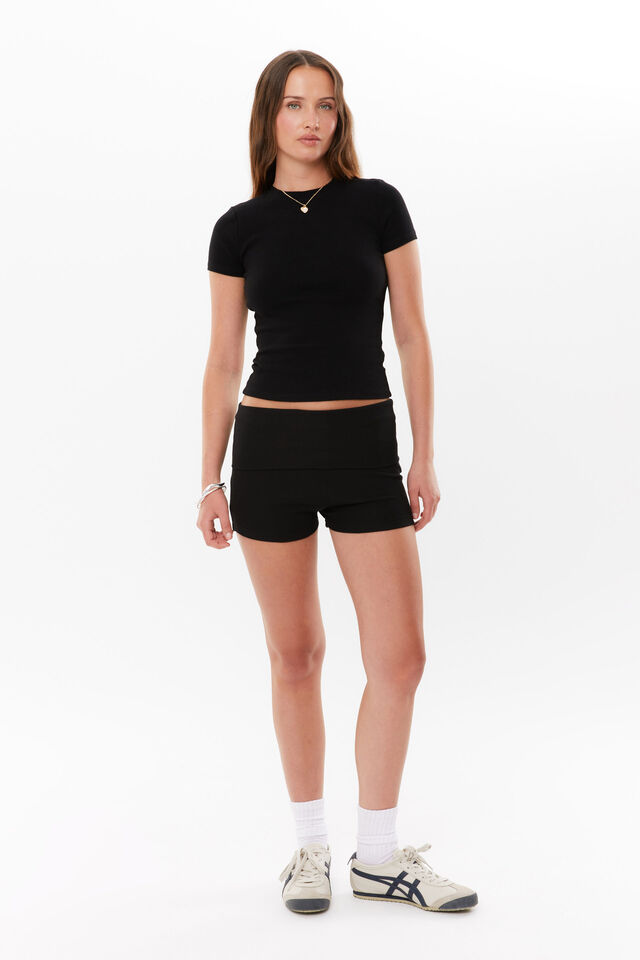 Cotton Fitted Tee, BLACK