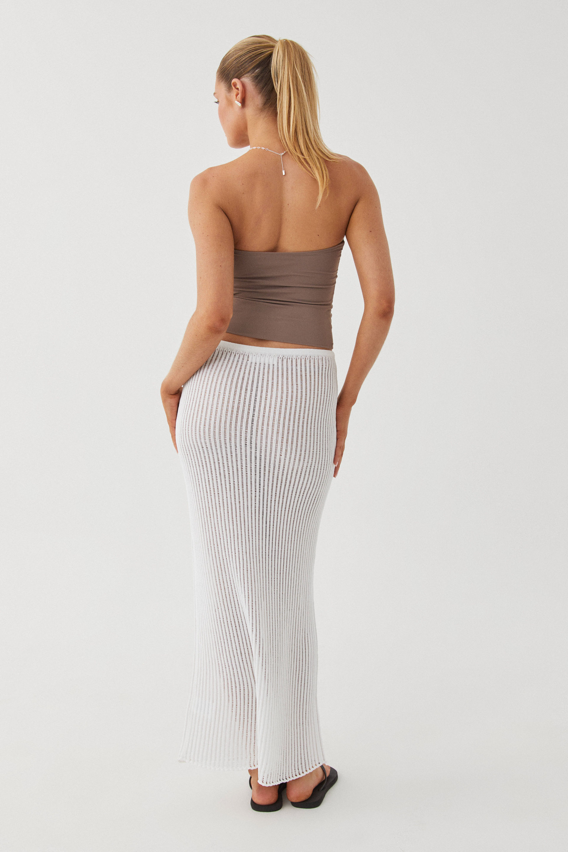 White crochet maxi skirt top