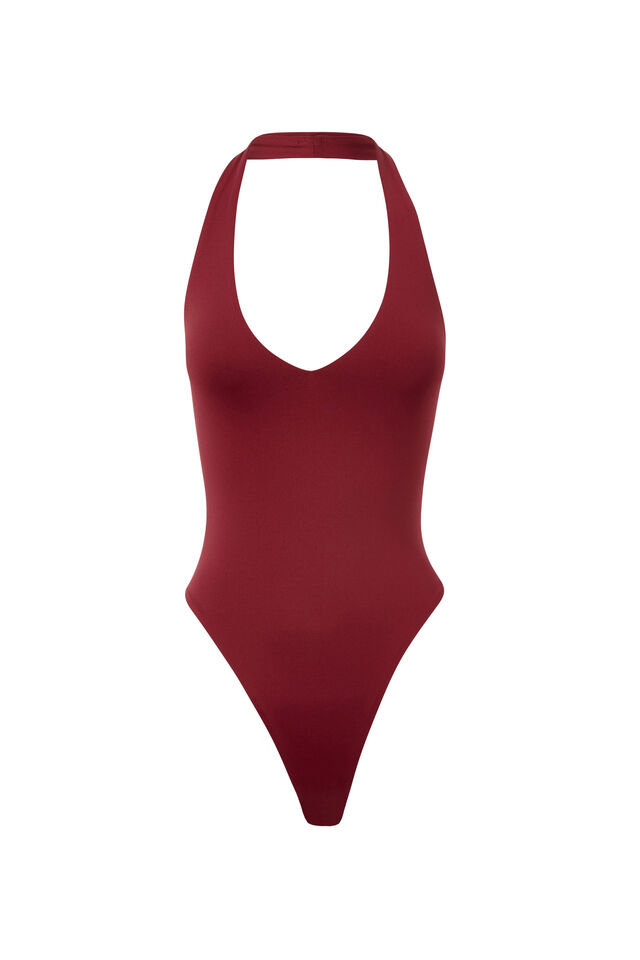 Luxe Halter Bodysuit, DEEP CHERRY