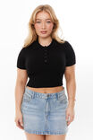 Shani Short Sleeve Knit Polo, BLACK - alternate image 1