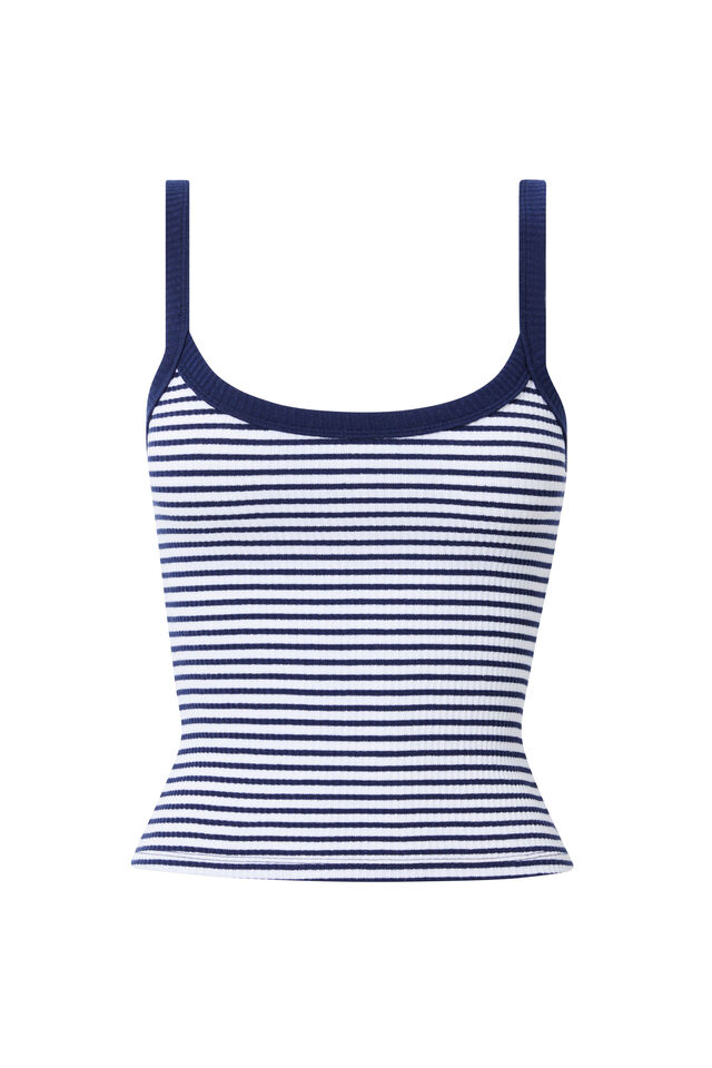 Riri Scoop Neck Tank, VARSITY NAVY STRIPE