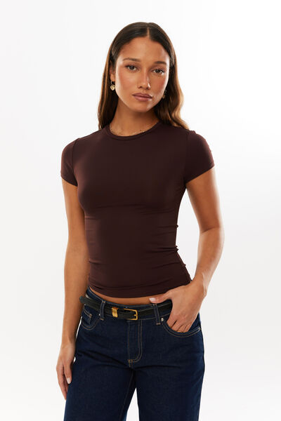 Luxe Longline Tee, CHOC CHERRY