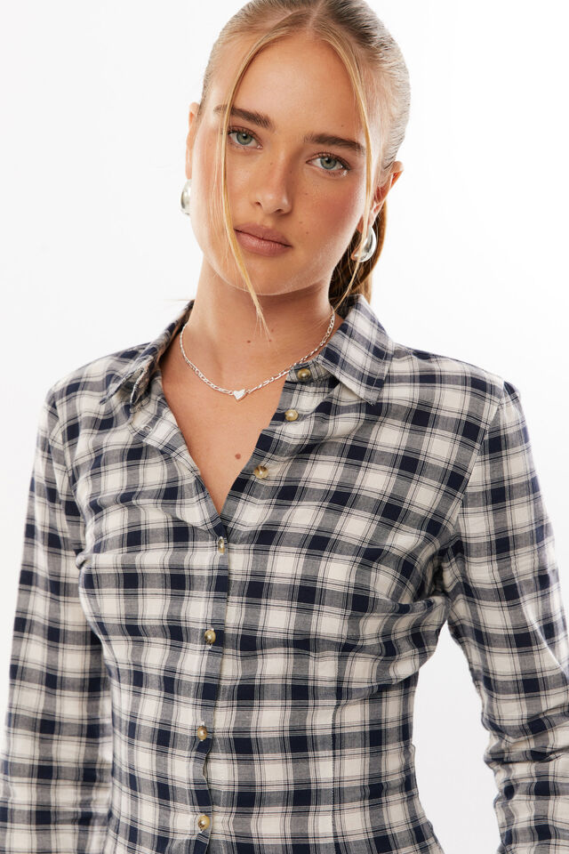 Cindy Check Shirt, NAVY/WHITE CHECK