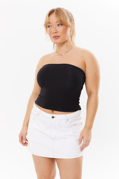 Soft Longline Tube Top, BLACK