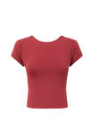 Luxe Short Sleeve Backless Tee, DEEP CHERRY - alternate image 6