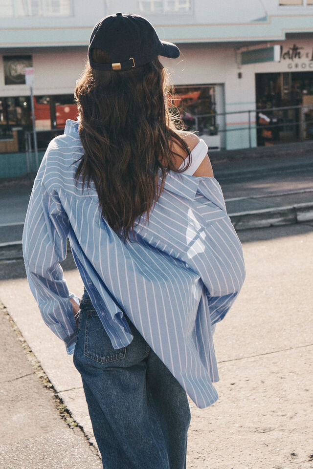 Tatum Oversized Shirt, BLUE STRIPE