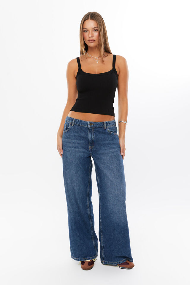 Riri Scoop Neck Tank, BLACK