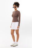 Luxe Long Sleeve Longline Tee, BROWN CAROB - alternate image 5