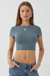 Luxe Cropped Short Sleeve Top, KIMMY GREEN - alternate image 1