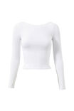 Ivy Backless Long Sleeve Top, WHITE - alternate image 6
