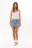 Pleated Denim Mini Skirt, HAZE BLUE - alternate image 1