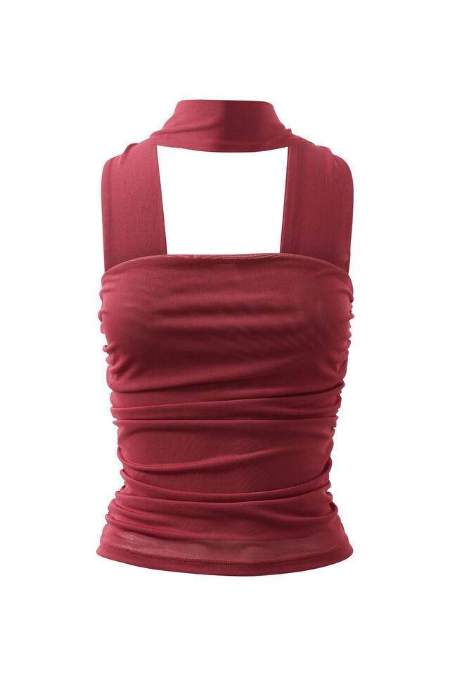 Milly Mesh Halter Top, WILD BERRY