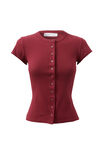 Lexy Rib Button Through Tee, CHERRY RIPE - alternate image 6