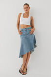 Asymmetrical Denim Midi Skirt, BYRON BLUE - alternate image 1