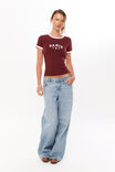 Candi Fitted Ringer Tee, DARK PLUM/PARIS - alternate image 2