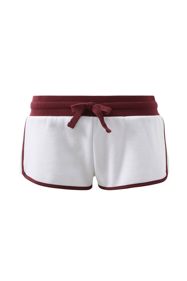 Ayla Sweat Short, WHITE/DARK PLUM