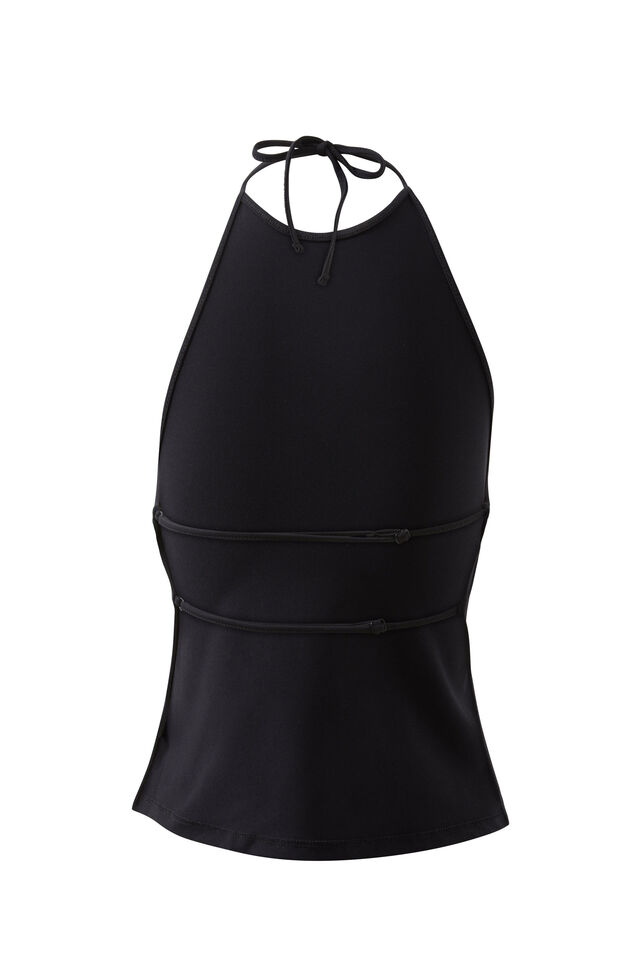Natalie Backless Halter Top, BLACK