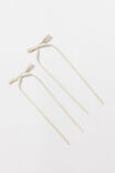 Thin Bow Clips 2Pk, CREAM - alternate image 1