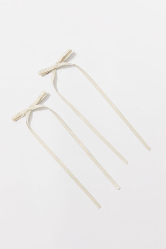 Thin Bow Clips 2Pk, CREAM