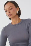 Margot Knit Long Sleeve Top, IRON GREY - alternate image 4