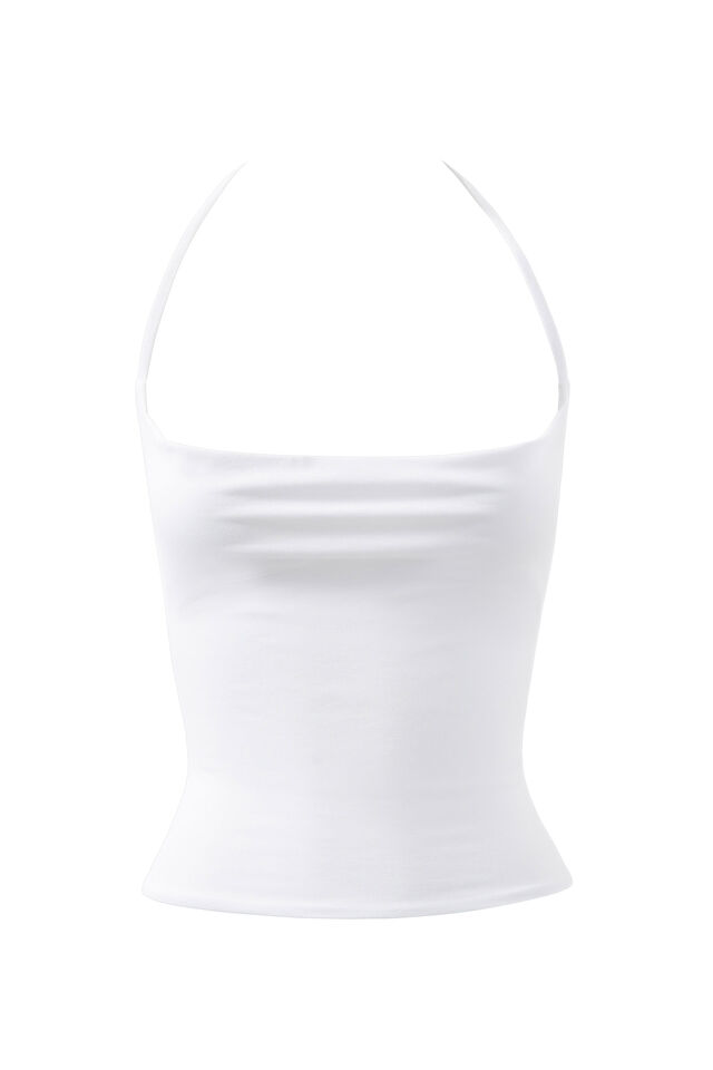 Soft Cowl Neck Halter Top, WHITE