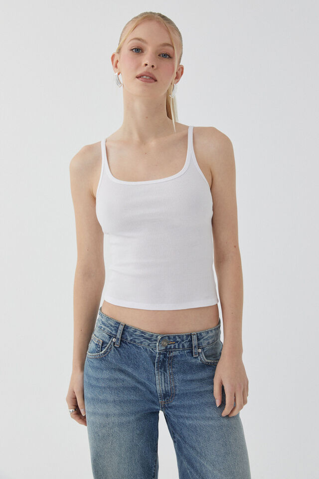 Paris Scoop Neck Tank, WHITE