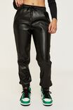 Vegan Leather Jogger Pant, BLACK