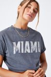 Miami Crop T Shirt, VINTAGE WASH GRANITE GREY/MIAMI