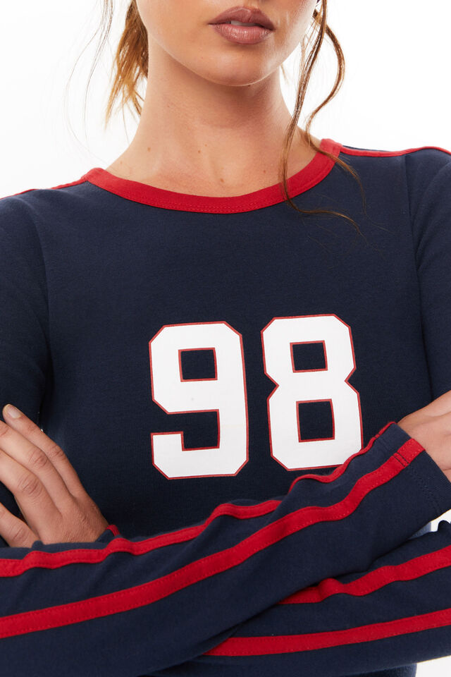 Gracie Long Sleeve Graphic Top, NAVY LEAGUE/98