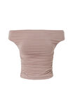 Soft Ruched Off The Shoulder Top, TOFFEE TAUPE - alternate image 6