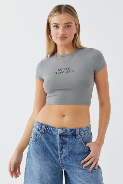 Paula Luxe Graphic T Shirt, CEMENT GREY/SLAY ERA