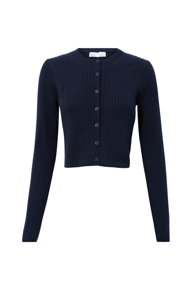 Kendal Cropped Knit Cardigan, ALL STAR NAVY