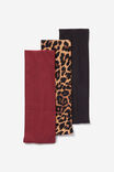 Headband 3 Pack, DEEP CHERRY/BLACK/LEOPARD - alternate image 1