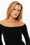 Kristy Off Shoulder Knit Top, BLACK - alternate image 4