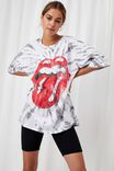 Oversized Rolling Stones Tie Dye T Shirt, SWIRL TIE DYE (WHT/GRY)/LCN BRA ROLLING STONE - alternate image 1