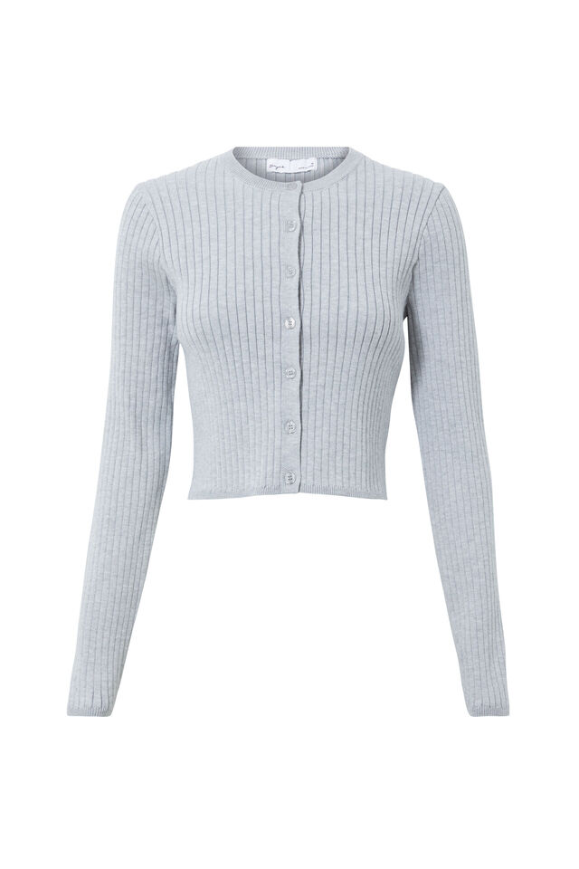 Kendal Cropped Knit Cardigan, GREY MARLE